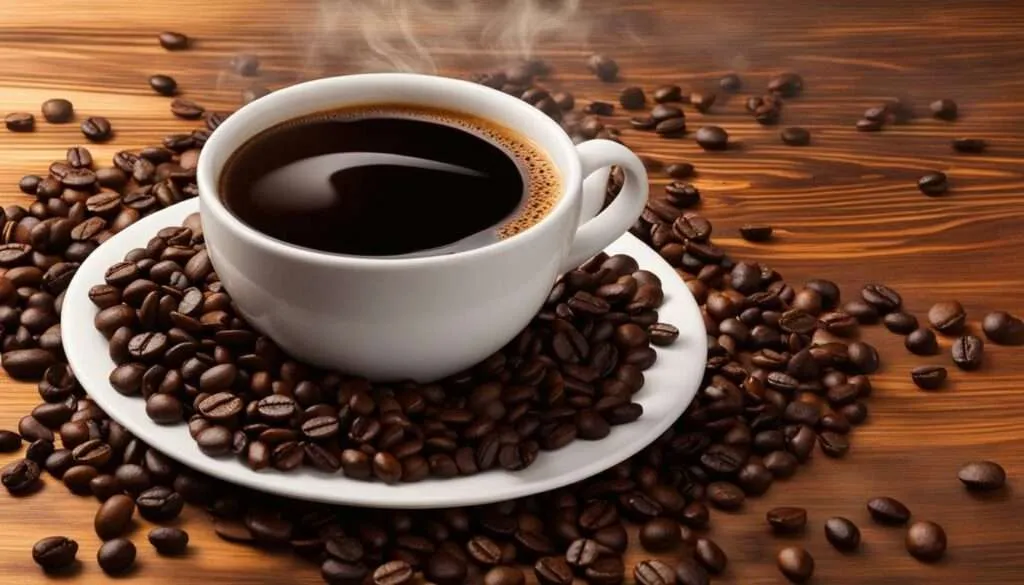 Kaffeetasse und Kaffeebohnen